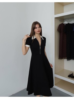 Lifera Fermuar Detaylı Modal Elbise