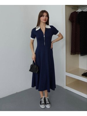 Lifera Fermuar Detaylı Modal Elbise