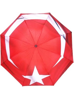 Eleven Markets Bayrak Şemsiye Türk Bayrağı Desenli Manuel Çanta Boy Şemsiye