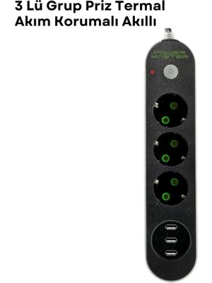 3 USB Portlu Üçlü Priz CXE103 Midastech