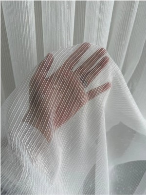 Storlant Nazlı Esintisi Tül Perde | Ince Çizgili Simli Sakallı | 1e3 Kat Sık Pile | Ağır Gramaj | Ütü Istemez