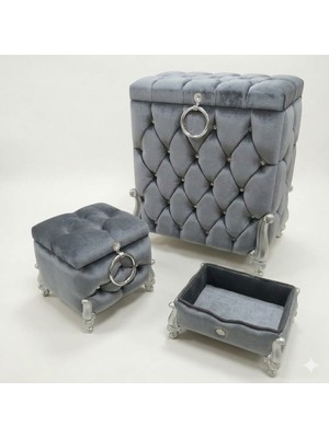 Ceyyiz Çamaşır Sepeti Havlu Deterjan ve Saç Fırçası Kutusu Füme