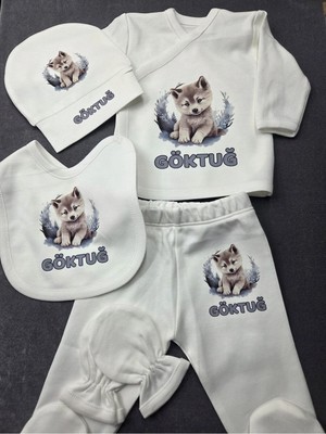 Lupi Yavru Kurt Resimli Yenidoğan Bebek Zıbın