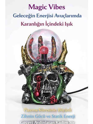 Wolawood Gotik Plazma Küresi Kafatası Fantastik Elektrik Işıklı Enerji Topu Tesla Bobini Dekoratif Lamba Masaüstü Aksesuarı