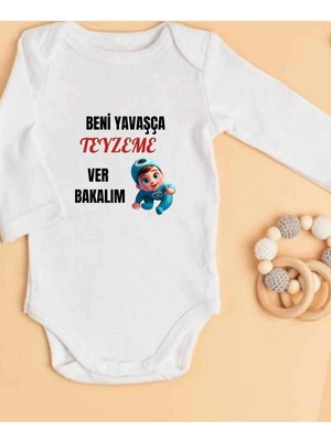 Lupi Teyze Yazılı Bebek Body Zıbın %100 Pamuk