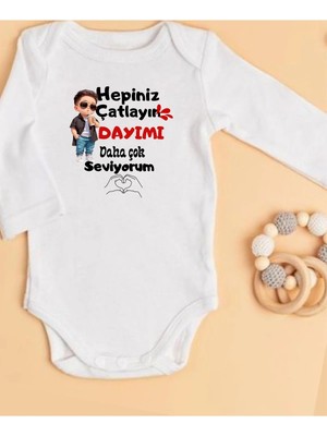 Lupi Dayı Yazılı Yazılı Zıbın Hediye Yenidoğan Anne Baba Hala Yenge Amca Dayıya