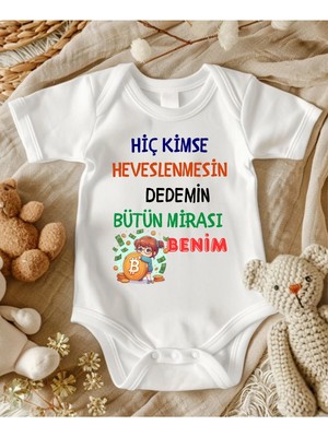 Lupi Dede Yazılı Zıbın Unisex Hediye Yenidoğan İçin Damla Topaz Renkli Tasarım 6 Ay