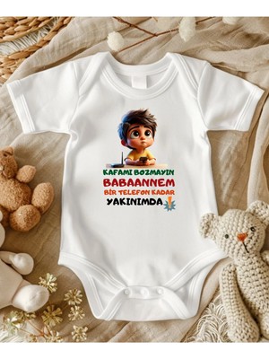 Lupi Babaanne Yazılı Erkek Zıbın Body %100 Pamuk