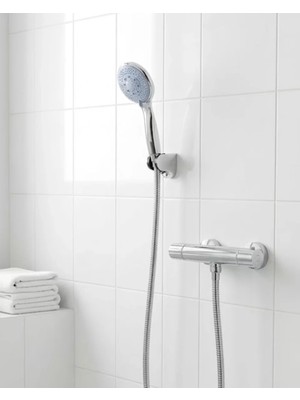 4 Kademeli Mavi Duş Seti El Duşu Başlığı Spiral Hortum ve Duvar Askısı Midastech