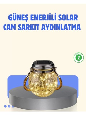Güneş Enerjili Cam Sarkıt Bahçe Balkon Teras Aydınlatma 30 LED Midastech