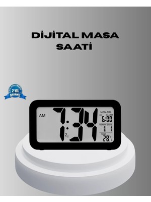 Dijital Masa Saati Sensörlü Aydınlatmalı Alarm ve Sıcaklık Ölçerli Midastech