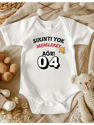 Lupi Ağrı Yazılı %100 Pamuklu Bebek Body Zıbın