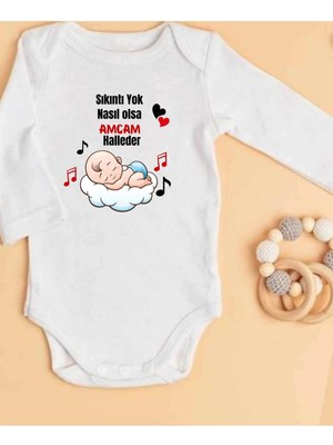 Lupi Amca Yazılı Bebek Body Zıbın %100 Pamuk