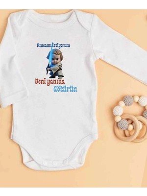 Lupi Amca Yazılı Bebek Body Zıbın %100 Pamuk