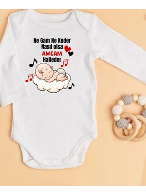 Lupi Amca Yazılı Bebek Body Zıbın %100 Pamuk