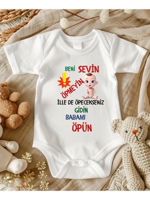 Lupi Öpme Yazılı Zıbın Hediye Yenidoğan Anne Baba Hala Yenge Amca Dayıya