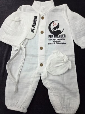 Lupi Kurt Temali Isimli Müslin Kumas Bebek Tulum