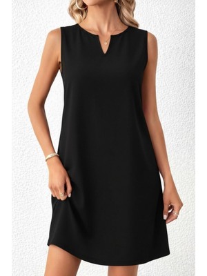 Nova Epoxy Art Kadın Askılı V Yakalı Mini Ithal Krep Elbise