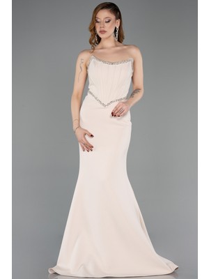 Abiyefon Su Yolu Straplez Balen Korse Detay Abiye Elbise ABU5747