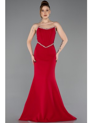 Abiyefon Su Yolu Straplez Balen Korse Detay Abiye Elbise ABU5747