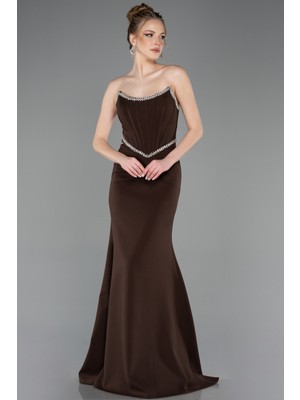 Abiyefon Su Yolu Straplez Balen Korse Detay Abiye Elbise ABU5747