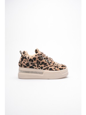 Fresco Scarfs Kadın Leopar Desenli Gizli Topuklu Sneaker TR04MS01E