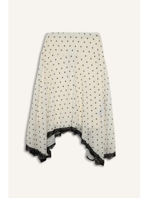 DeFacto Puantiyeli Normal Bel Krep Midi Etek H5634AX26SP