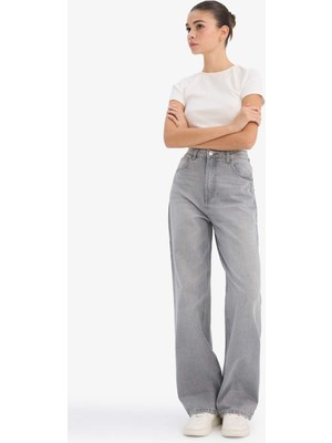 DeFacto 90's Wide Leg Yüksek Bel Düz Paça Uzun Jean Pantolon F9948AX26SP