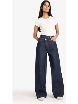 DeFacto Wide Leg Yüksek Bel Düz Paça Uzun Jean Pantolon G4922AX26SP