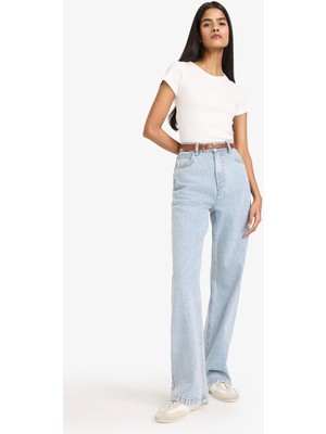 DeFacto 90's Wide Leg Yüksek Bel Düz Paça Uzun Jean Kar Yıkamalı Pantolon G4924AX26SM