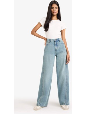 DeFacto Wide Leg Yüksek Bel Düz Paça Uzun Jean Pantolon G4957AX26SP