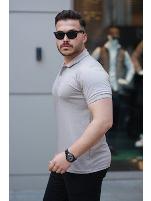 Gacha Erkek Yakalı Kagi Kumaş Kısa Kollu T-Shirt