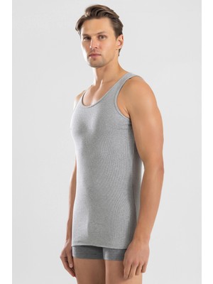 Baykar Erkek Slim Fit Esnek Pamuklu Kaşkorse Atlet Gri Melanj