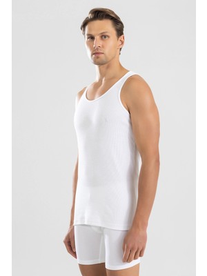 Baykar Erkek Slim Fit Esnek Pamuklu Kaşkorse Atlet Beyaz