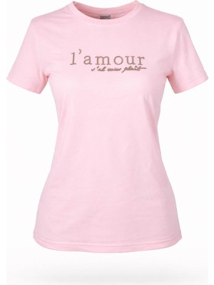 Trender L'mour Yazılı O Yaka  Kadın T-Shirt 26YDT1000006