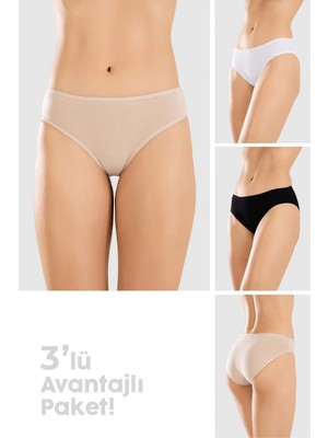 Baykar Kadın Pamuklu Basic Slip Külot 3lü Paket 8500 Renkli