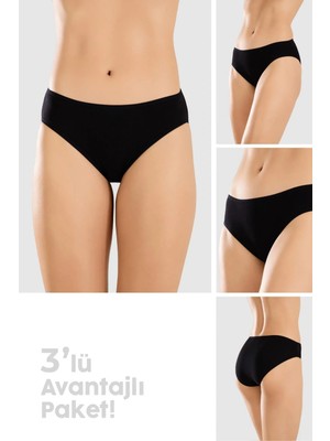 Baykar Kadın Pamuklu Basic Slip Külot 3lü Paket 8500 Siyah