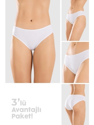 Baykar Kadın Pamuklu Basic Slip Külot 3lü Paket 8500 Beyaz
