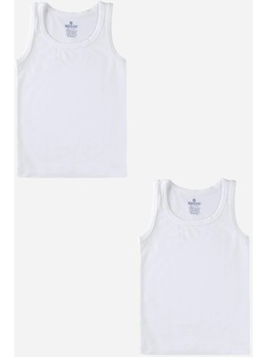 Baykar Erkek Çocuk Beyaz Oval Yaka Likralı Klasik Atlet 2'li Paket 2045 Beyaz