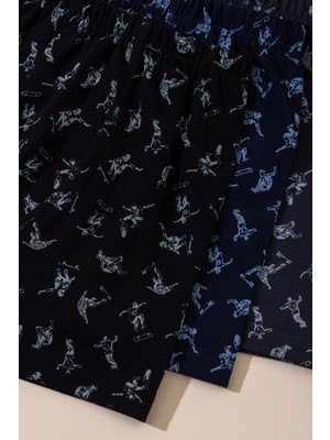Baykar Erkek Çocuk Pamuklu Baskılı Renkli Boxer 3'lü Paket Rahat Kesim Desenli 3928