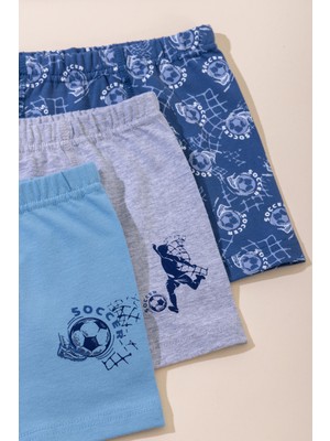 Baykar Erkek Çocuk Pamuklu Baskılı Rahat Kesim Likralı Boxer 3'lü Paket 3534 Renkli