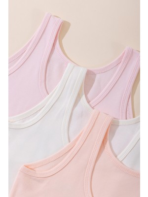 Baykar Kız Çocuk Pamuklu Kalın Askılı Renkli Baskılı Klasik Atlet 3'lü Paket 4730 Renkli