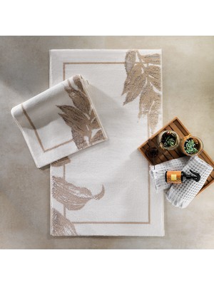 Schafer Home Leafy 2 Li Pamuk Floş Banyo Paspası-Bej