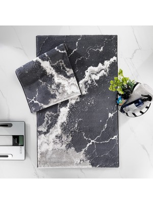 Schafer Home Retro 2 Li Pamuk Floş Banyo Paspası-Gri