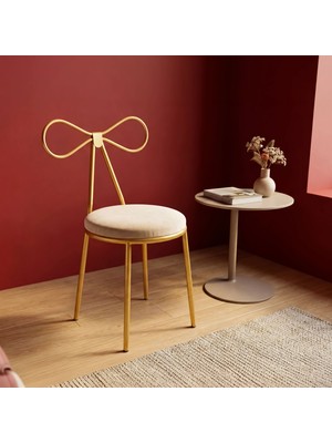 Rani JB111 Fiyonk Metal Makyaj Masası Sandalyesi Gold