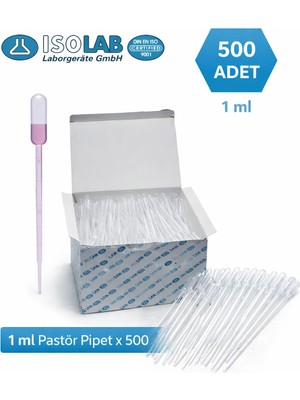 Isolab Pastör pipet (Damlalık) 1 ml Polietilen 500 adet / kutu