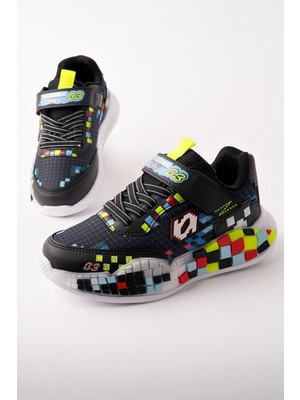 Muggo Block Renkli Blok Tabanlı Cırtlı ve Bağcıklı Çocuk Sneaker Spor Ayakkabı
