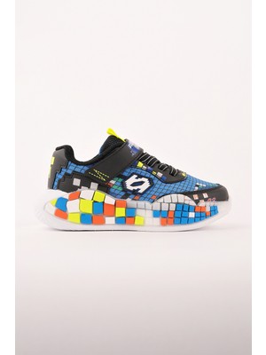 Muggo Block Renkli Blok Tabanlı Cırtlı ve Bağcıklı Çocuk Sneaker Spor Ayakkabı