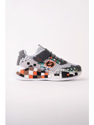 Muggo Block Renkli Blok Tabanlı Cırtlı ve Bağcıklı Çocuk Sneaker Spor Ayakkabı