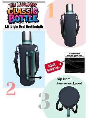 Stanley 1.9 LT. KLASİK Termos Kılıfı ve Omuz Askısı Su Geçirmez 3 mm Neopren Tasarım